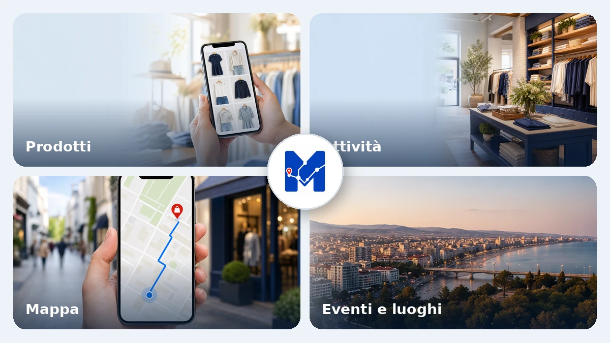 Prodotti, attività, mappe, eventi e luoghi collegati nella piattaforma M-AllMyCity