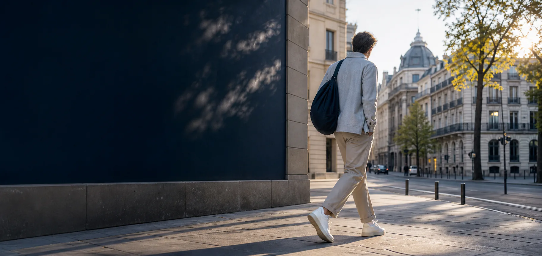 Look casual di mezza stagione in un ambiente urbano.