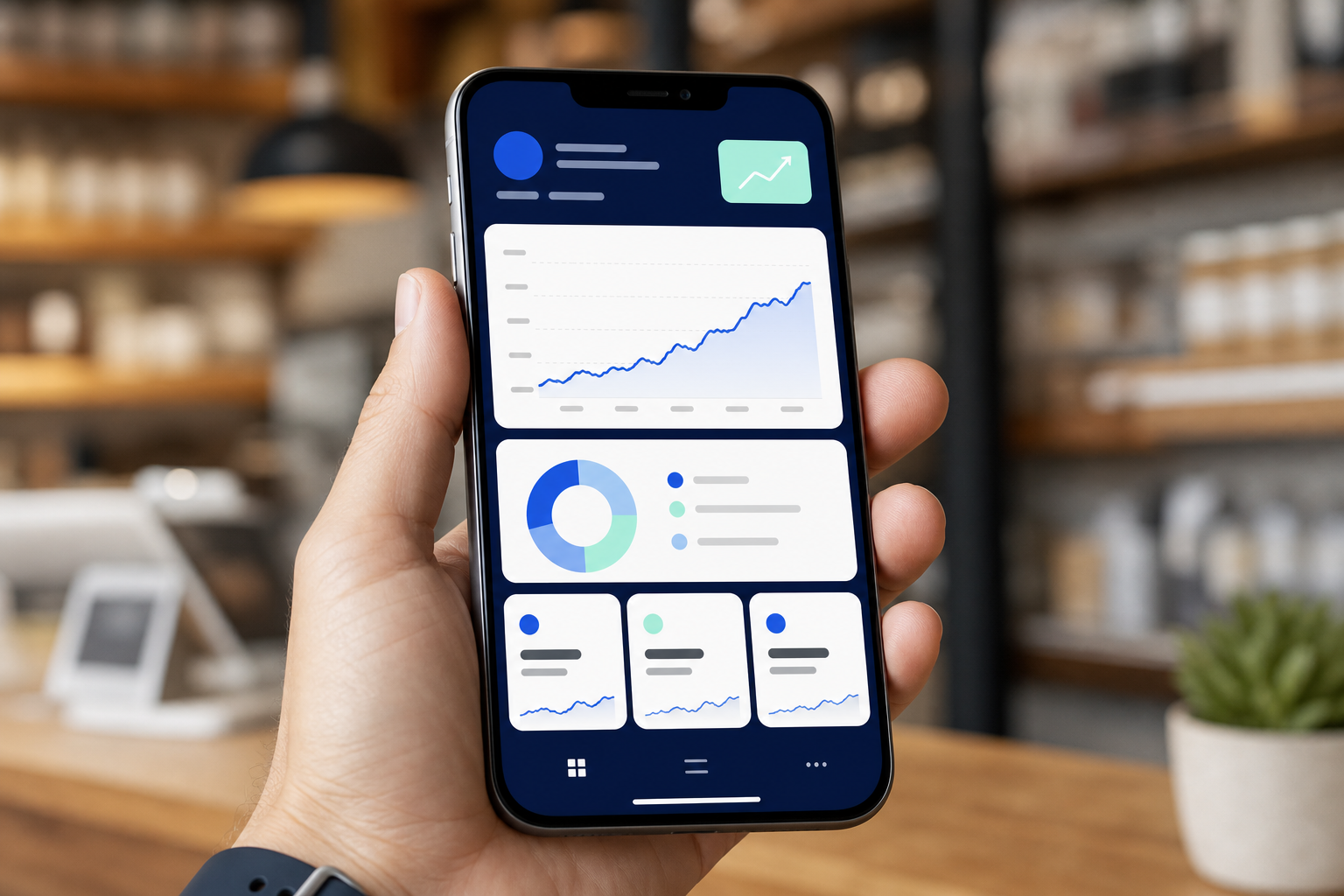 Statistiche di crescita visualizzate su uno smartphone