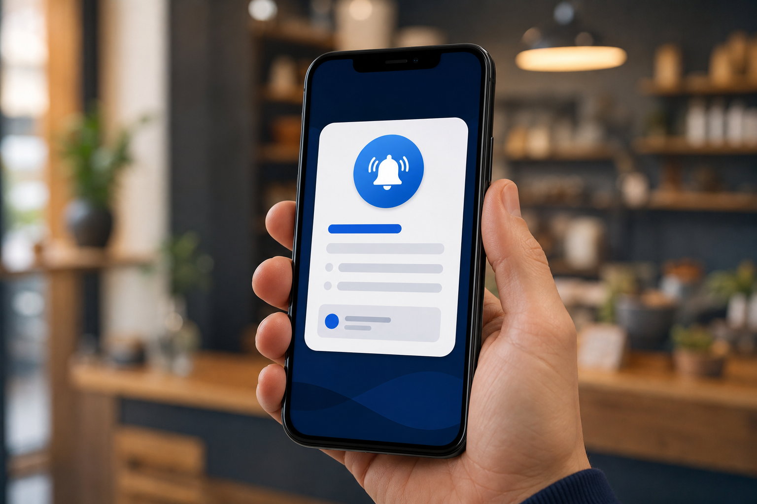 Notifica in tempo reale visualizzata su uno smartphone