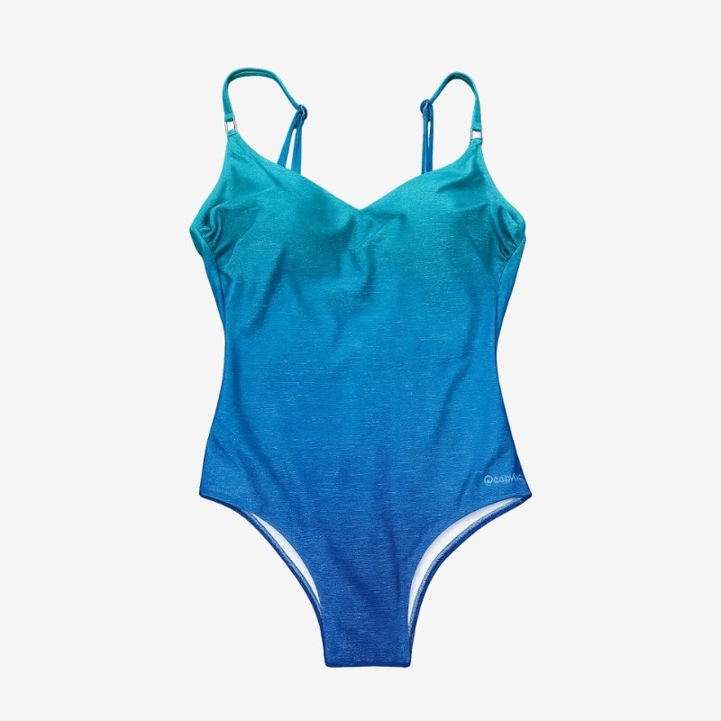 Costume intero Basmar Sabrina con scollo a V (verde e azzurro)