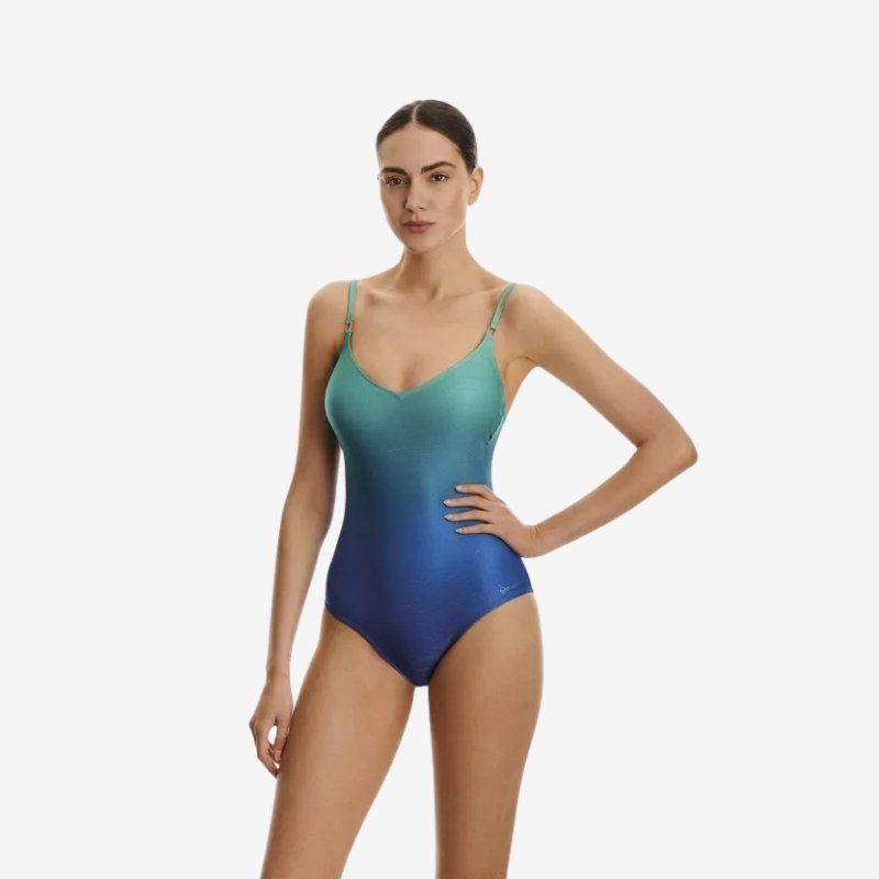 Costume intero Basmar Sabrina con scollo a V (verde e azzurro)